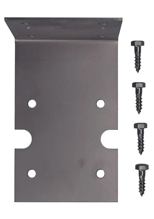 Haltewinkel aus Metall mit mehreren Bohrlöchern zur Befestigung. Enthält drei schwarze Schrauben zur Montage. Produkt von Judo.